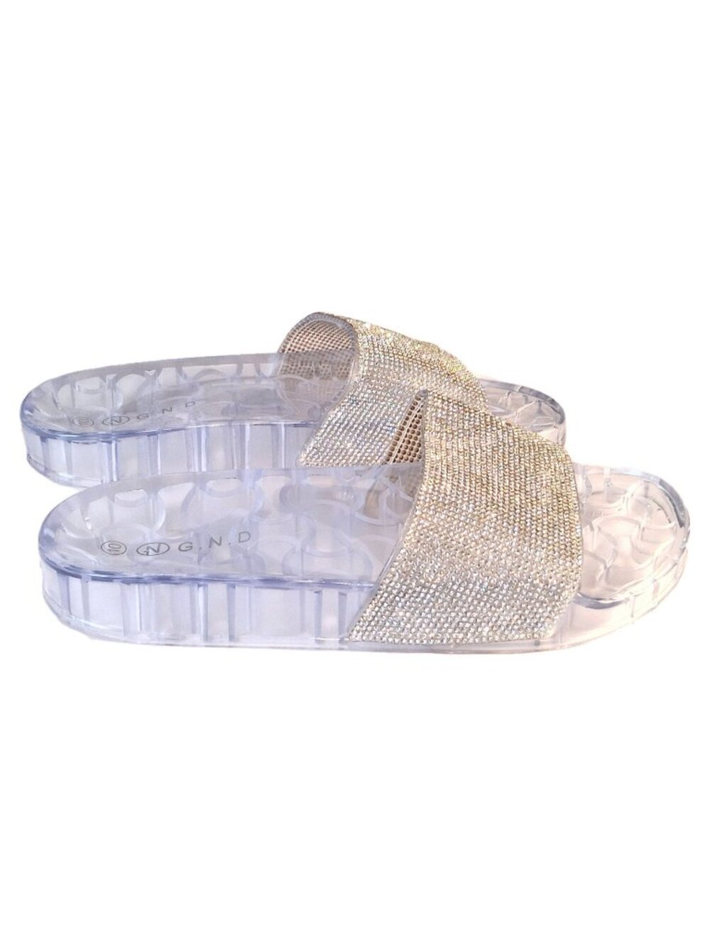 Women's Open Toes Rhinestone Upper Flip Flop Jelly Sandals 10
